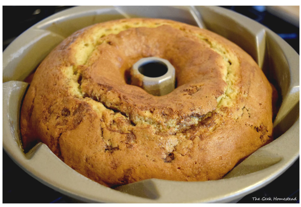 baked bundt cake in pan