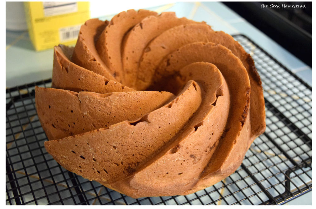 baked bundt cake out of the pan
