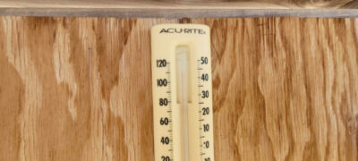thermometer showing 110 degrees Fahrenheit.